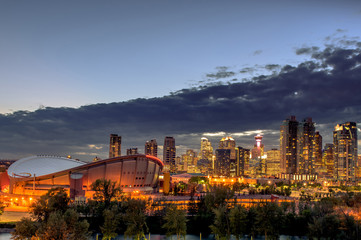Calgary city skyline at night, Alberta, Canada