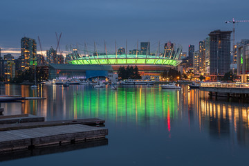 Vancouver city skyline at night, British Columbia, Canada