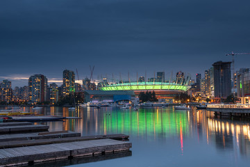 Vancouver city skyline at night, British Columbia, Canada