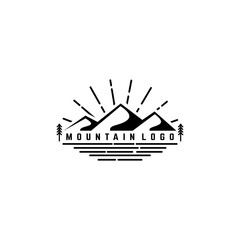 Mountain, Sea and Sun for Hipster Adventure Traveling logo design
