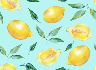 lemon watercolor pattern realistic illustration hand drawing hand drawn. typography, textiles pillows, dresses, curtains, notepads, designer paper, book. seamless pattern