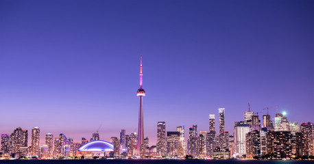 Toronto city skyline at night, Ontario, Canada