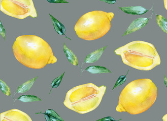 lemon watercolor pattern realistic illustration hand drawing hand drawn. typography, textiles pillows, dresses, curtains, notepads, designer paper, book. seamless pattern