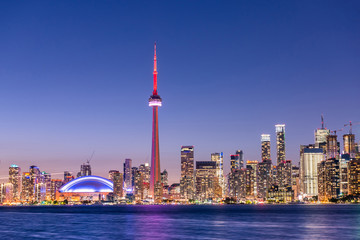 Toronto city skyline at night, Ontario, Canada