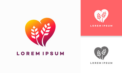 Love Wheat Logo Template Design vector illustration