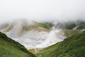 A steam outlet in a Japanese mountain