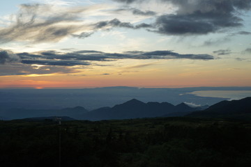 Silhouette of mountains and cities