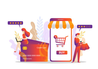 Modern Flat design people and Business concept for M-Commerce, easy to use and highly customizable.