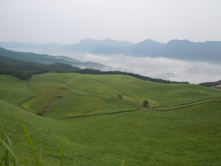 Obraz premium landscape with green hills and blue sky