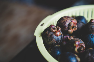 Healthy fruits Red mangosteen background in a supermarket local market