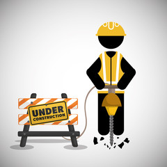 worker under construction place vector illustration