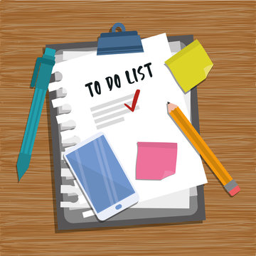 checklist clipboard with supplies vector illustration
