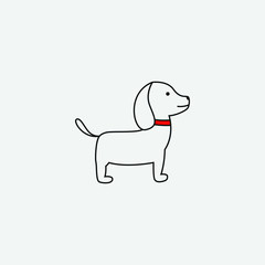 white puppies cartoon logo. cartoon dog with a red necklace