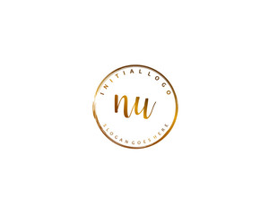 NU Initial handwriting logo vector	