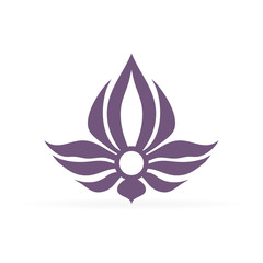 abstract violet lotus flower, yoga symbol or element for spa salon, vector illustration