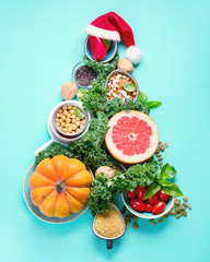 Christmas tree made from healthy food.