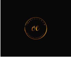 OE Initial handwriting logo vector	