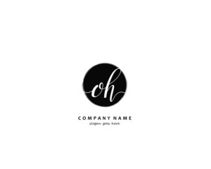 OH Initial handwriting logo vector	