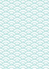 手描き青海波　水色
