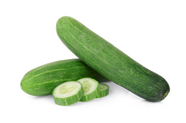 fresh cucumber with slice isolated on white background