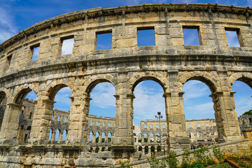 The South part of the amphitheater in Pula, view from the outside