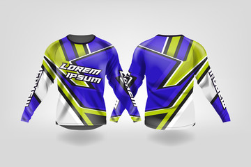 Download T Shirt Sport Design Template Long Sleeve Soccer Jersey Mockup For Football Club Uniform Front And Back View Motocross Jersey Mtb Jersey Wall Mural Kareemhoppus