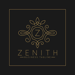 Luxurious Letter Z Logo with classic line art ornament style vector