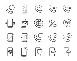 set of phone icons, smartphone, call, chat