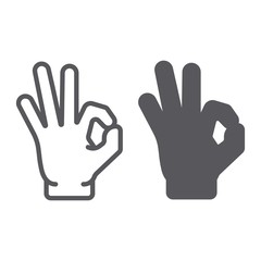 Obraz premium OK line isolated on white background