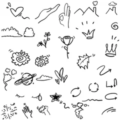 Gordijnen Hand drawn emphasis elements collection with doodle style © devitaayu