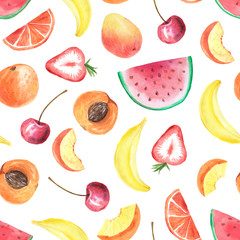 Seamless pattern with  watercolor fruits