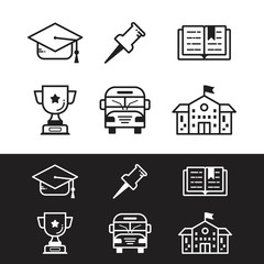 Set linear school vector pictogram for website icon