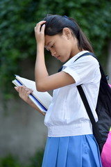 Naklejka premium Student Teenager School Girl And Sadness