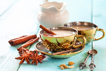 Masala tea in ceramic cup
