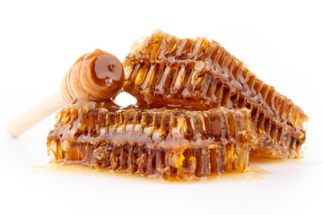 delicious honeycomb on white background