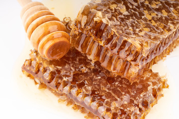 delicious honeycomb on white background