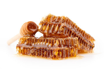 delicious honeycomb on white background
