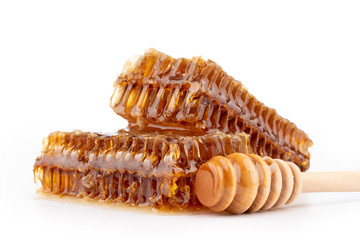 delicious honeycomb on white background
