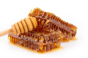 delicious honeycomb on white background