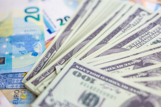 Euro money with us dollar bill compettition background