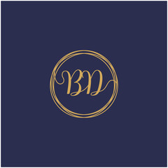 BD Initial Handwriting logo template, Creative fashion logo design, couple concept -vector