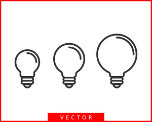 Light bulb icon vector. Llightbulb idea logo concept. Set lamps electricity icons web design element. Led lights isolated silhouette.