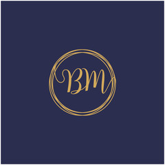 BM Initial Handwriting logo template, Creative fashion logo design, couple concept -vector