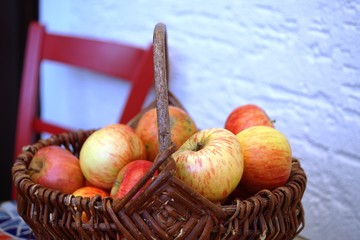 fresh apples in a basket