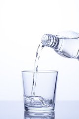 Pure water in a glass.