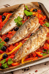 Baked fish with vegetables