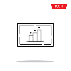 growth graph statics icon outline isolated on white background.
