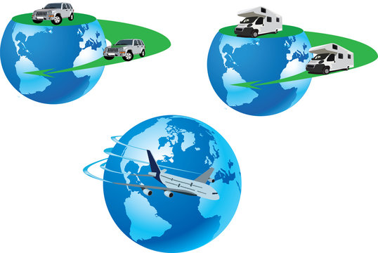 trasporto terrestre e aereo simbolo 