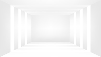 Empty white room. Blank room, Wall and floor interior background. Abstract 3d interior.
