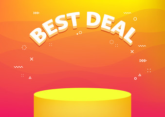 Best deal banner template. Cheap shopping, low price store promo illustration. 3D text on futuristic abstract background.